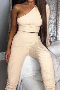 Ribbed Half Shoulder 2- Piece Set