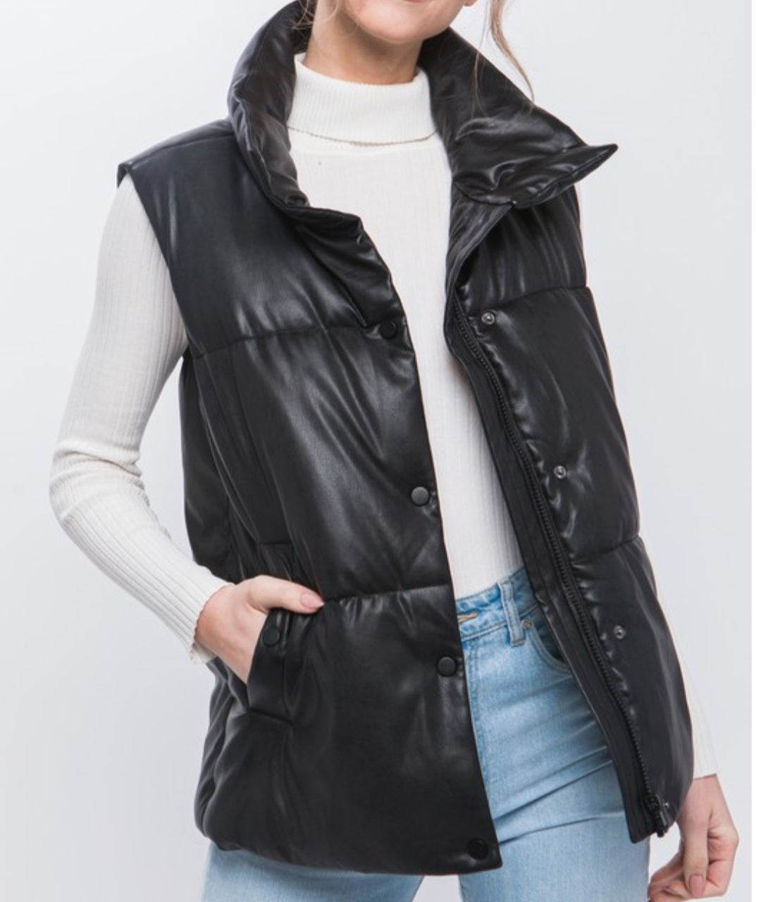 On the Run Faux Leather Puffer Vest