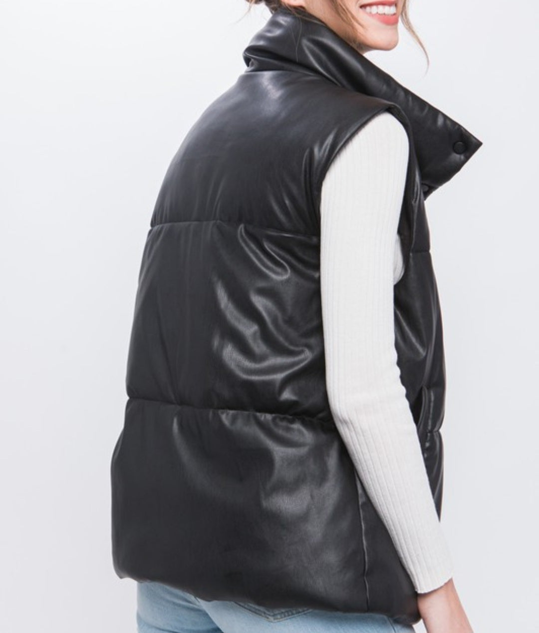 On the Run Faux Leather Puffer Vest