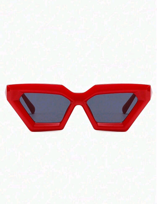 Red Geometric Frame Sunglasses