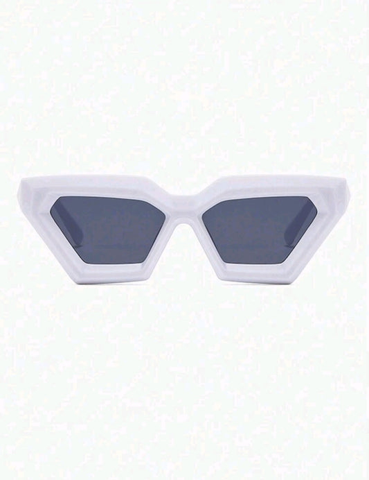 White Geometric Frame Sunglasses